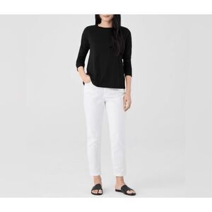EILEEN FISHER $178 Organic Cotton Jersey Long Sleeve Tee Black Women’s XS NEW